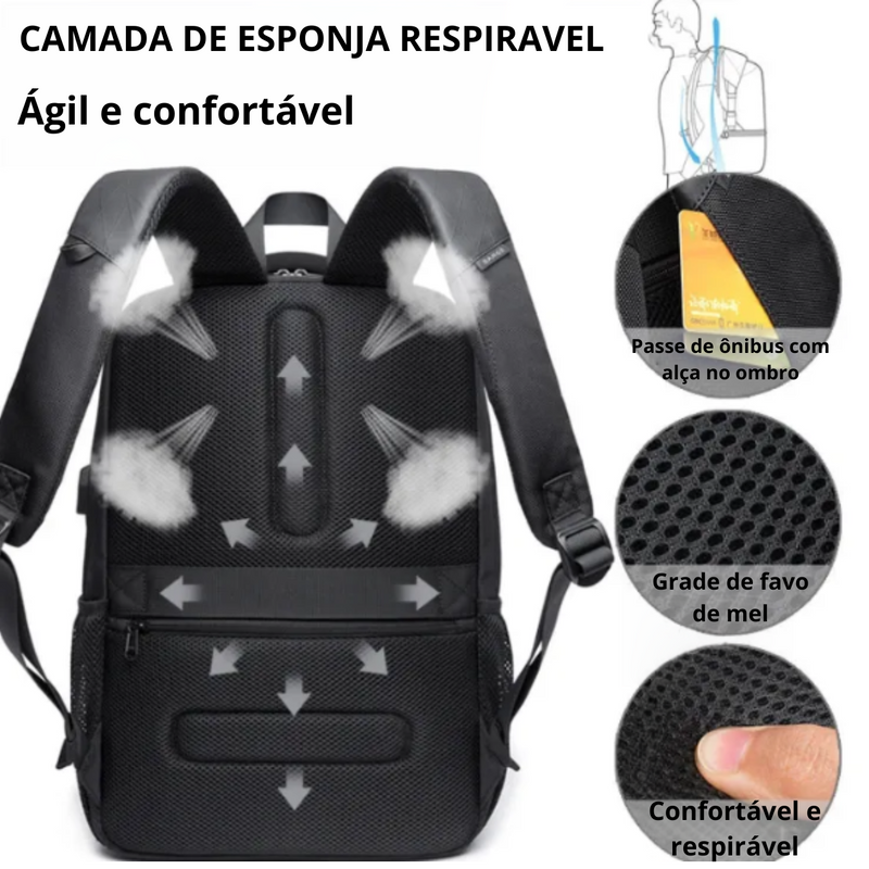 Mochila masculina com carregamento USB