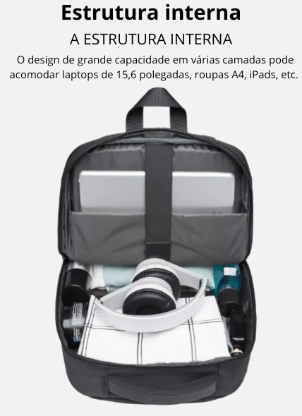 Mochila masculina com carregamento USB